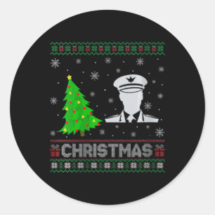 Womens Pilot Xmas Tree Lighting Ugly Weihnachtssch Runder Aufkleber