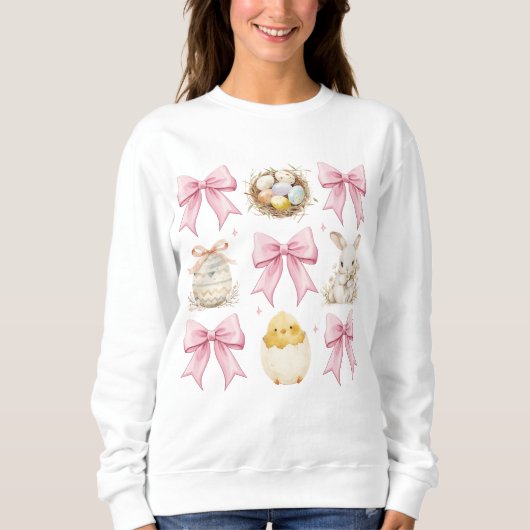 Womens Pink Oaster Coquette Bow Sweatshirt (Vorderseite)