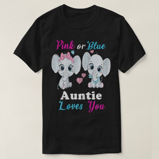 Womens Pink or Blue auntie Loves You Elephants  Ba T-Shirt (Design vorne)