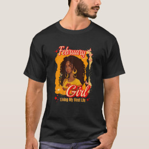 Womens Pisces Girl Aquarius Melanin Queen Februar T-Shirt