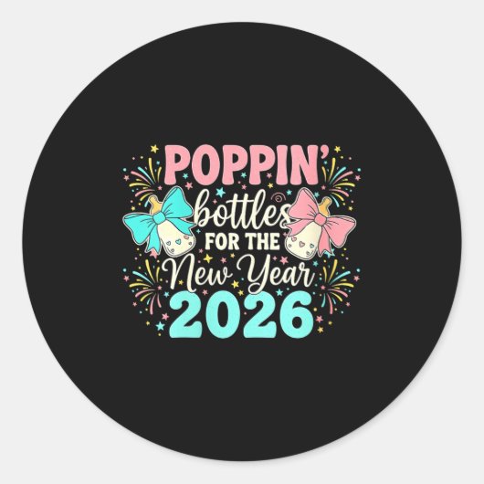 Womens Pn Bottles For The New Year Pregnancy Bow M Runder Aufkleber (Vorderseite)