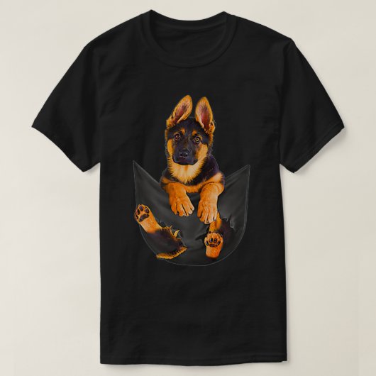 Womens Pocket German Shepherd Puppy Niedlich Dog L T-Shirt (Design vorne)
