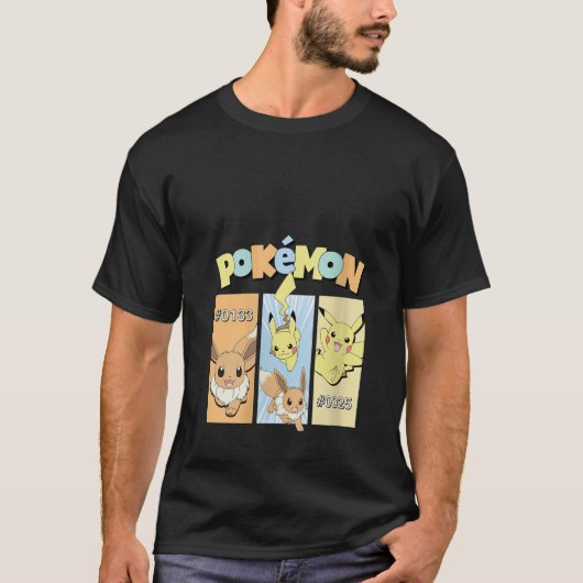 Womens Pok mon Pikachu And Eevee Character Panels T-Shirt (Vorderseite)
