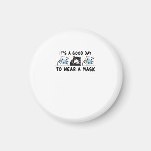Womens Polar Bear Black Bear Wearing Face Mask Magnet