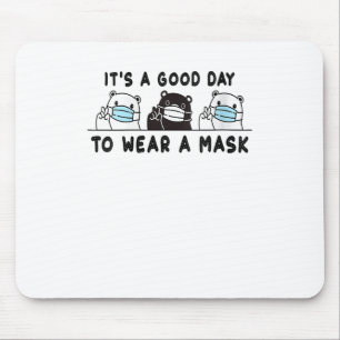 Womens Polar Bear Black Bear Wearing Face Mask Mousepad
