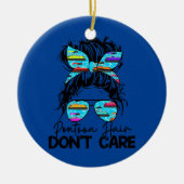 Womens Pontoon Hair Keine Sorge Messy Bun Pontoon Keramik Ornament (Vorne)