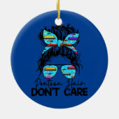 Womens Pontoon Hair Keine Sorge Messy Bun Pontoon Keramik Ornament (Hinten)