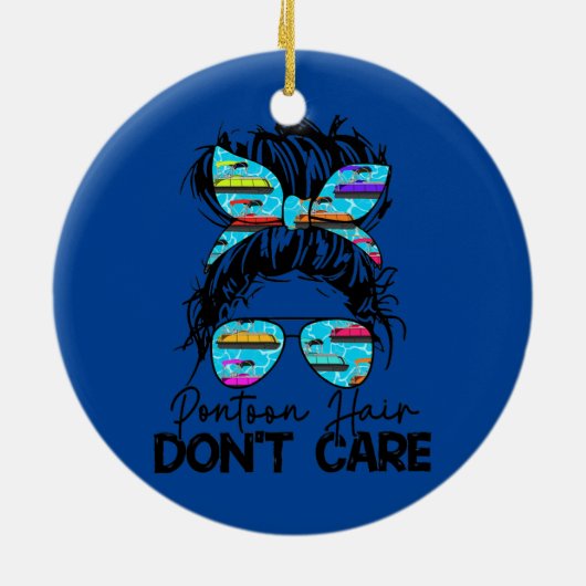 Womens Pontoon Hair Keine Sorge Messy Bun Pontoon Keramik Ornament (Hinten)