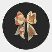 Womens Preppy Christmas Coquette Bow Reindeer Snow Runder Aufkleber (Vorderseite)