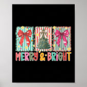 Womens Preppy Coquette Bow Christmas Tree Merry An Poster (Vorne)