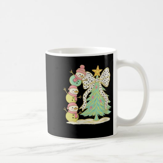 Womens Preppy Coquette Christmas Snowm 2025 Funny Kaffeetasse (Rechts)