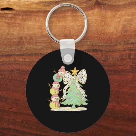 Womens Preppy Coquette Christmas Snowm 2025 Funny  Schlüsselanhänger (Vorderseite)