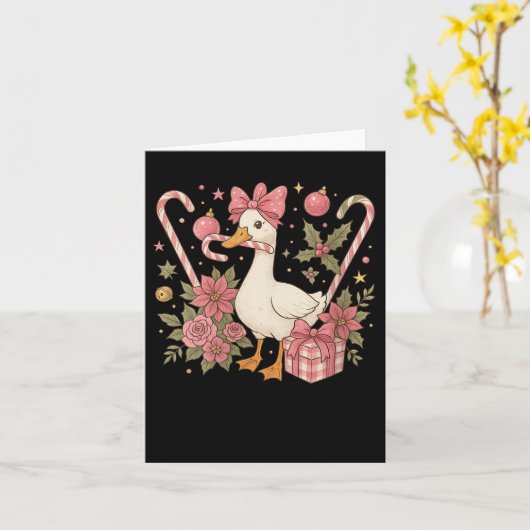 Womens Preppy Coquette Goose Christmas 2025 Family Karte (Gelbe Blume)