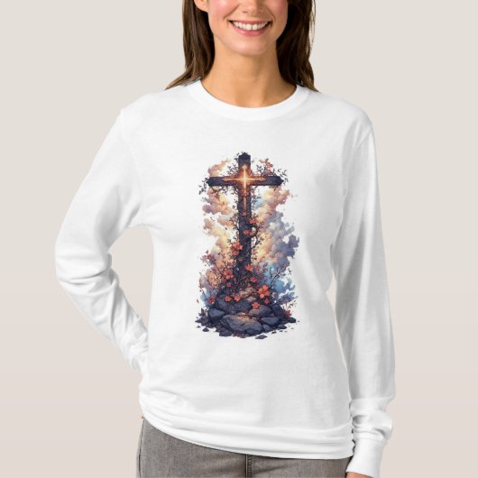 Women's Pretty Christian Cross Long Sleeve Tee (Vorderseite)