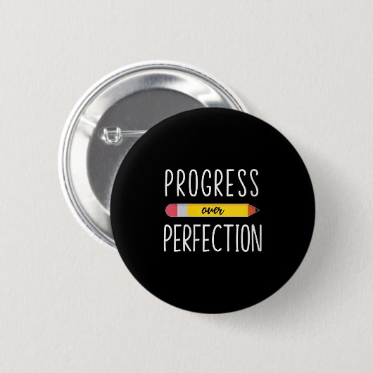 Womens Progress Over Perfection Motivational Back Button (Vorne & Hinten)
