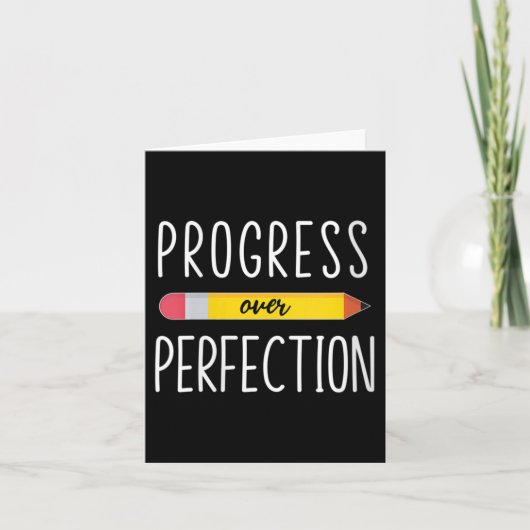 Womens Progress Over Perfection Motivational Back  Karte (Vorderseite)