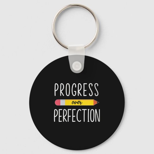 Womens Progress Over Perfection Motivational Back Schlüsselanhänger (Vorderseite)