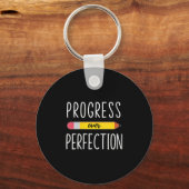Womens Progress Over Perfection Motivational Back Schlüsselanhänger (Vorderseite)