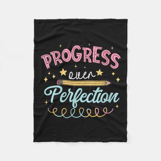 Womens Progress Over Perfection Motivational Teach Fleecedecke (Vorderseite)