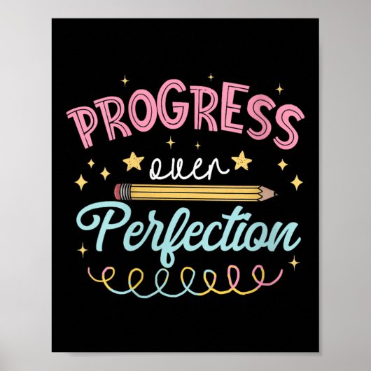 Womens Progress Over Perfection Motivational Teach Poster (Vorne)
