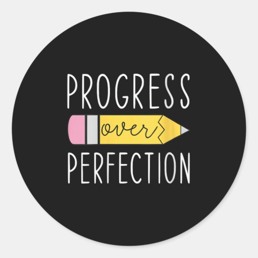Womens Progress Over Perfection Motivational Teach Runder Aufkleber (Vorderseite)