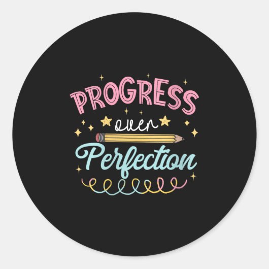 Womens Progress Over Perfection Motivational Teach Runder Aufkleber (Vorderseite)