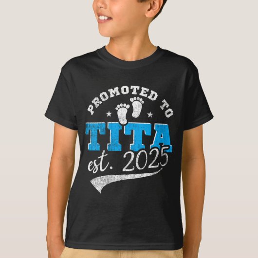 Womens Promoted To Tita 2025 New Filino Aunt Vinta T-Shirt (Vorderseite)