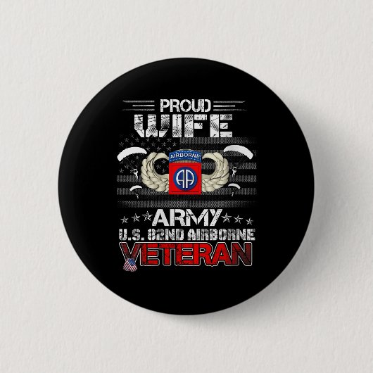 Womens Proud Ehefrau Army Us 82. Im Flugzeug Veter Button (Vorderseite)