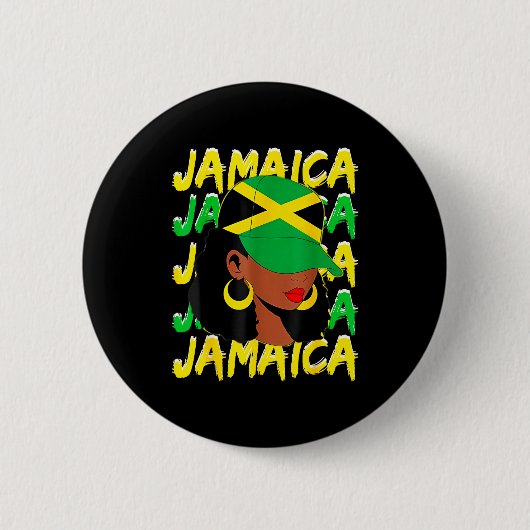 Womens Proud Jamaican Afro Black Woman Jamaica Fla Button (Vorderseite)
