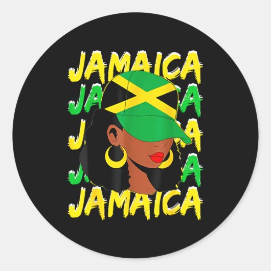 Womens Proud Jamaican Afro Black Woman Jamaica Fla Runder Aufkleber (Vorderseite)