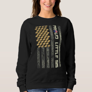 Womens Proud Little Sis Usa Flag Football Sister P Sweatshirt