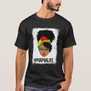 Womens Proud Mama Life Afro Messy Bun Black Histor T-Shirt
