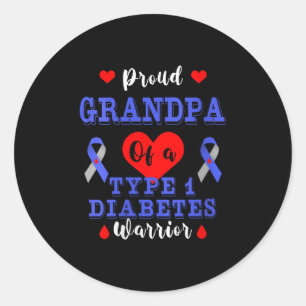 Womens Proud Opa eines Typ-1-Diabetes-Ausblicke Runder Aufkleber
