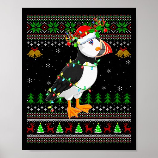 Womens Puffin Bird Ugly Christmas Sweaters Holiday Poster (Vorne)