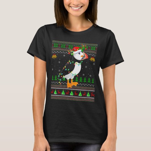 Womens Puffin Bird Ugly Christmas Sweaters Holiday T-Shirt (Vorderseite)