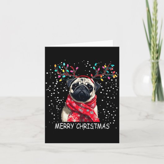 Womens Pug Dog Xmas Santa Hat F Christma Long Slee Karte (Vorderseite)