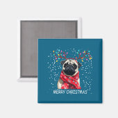 Womens Pug Dog Xmas Santa Hat F Christma Long Slee Magnet (Vorderseite/Rückseite)
