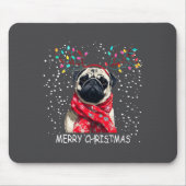 Womens Pug Dog Xmas Santa Hat F Christma Long Slee Mousepad (Vorne)