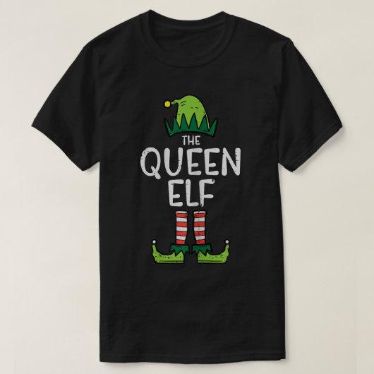 Womens Queen Elf Xmas PJs Matching Christmas Pajam T-Shirt (Design vorne)