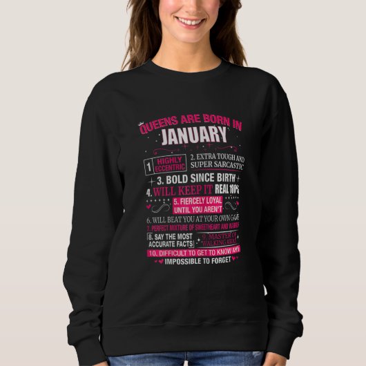 Womens Queens Are Born In January Sweatshirt (Vorderseite)