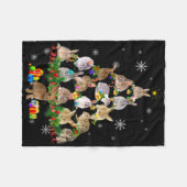 Womens Rabbit Christmas Tree Snow Funny Rabbit Xma Fleecedecke (Vorderseite (Horizontal))