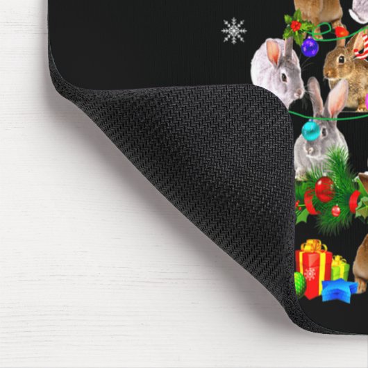 Womens Rabbit Christmas Tree Snow Funny Rabbit Xma Mousepad (Ecke)