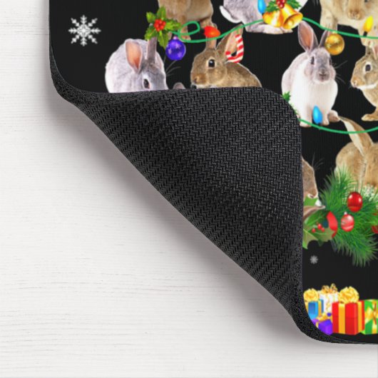 Womens Rabbit Christmas Tree Snow Funny Rabbit Xma Mousepad (Ecke)