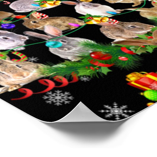 Womens Rabbit Christmas Tree Snow Funny Rabbit Xma Poster (Ecke)