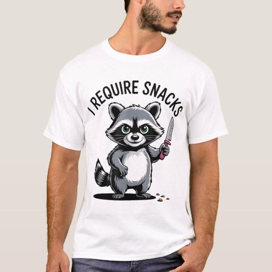 Womens Raccoon I Require Snacks Lover Animal T-Shirt (Vorderseite)