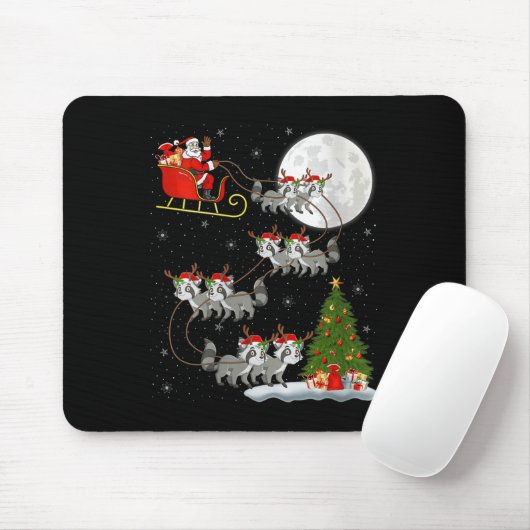 Womens Raccoon Santa Sleigh Flying Funny Magical C Mousepad (Mit Mouse)