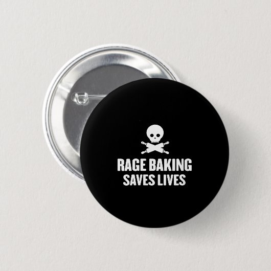 Womens Rage Baking Saves Live Skull Funny Baker Co Button (Vorne & Hinten)