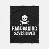 Womens Rage Baking Saves Live Skull Funny Baker Co Fleecedecke (Vorderseite)