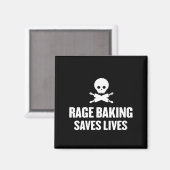Womens Rage Baking Saves Live Skull Funny Baker Co Magnet (Vorderseite/Rückseite)