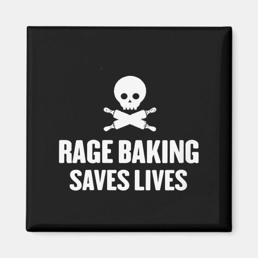 Womens Rage Baking Saves Live Skull Funny Baker Co Magnet (Vorne)